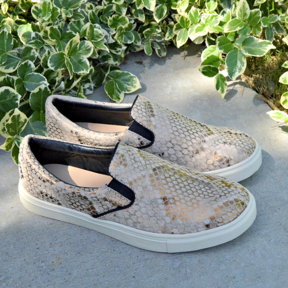 JustFab Shoes - Comfy Snake Print Round Toe Loafer Sneakers